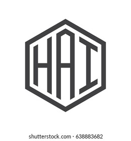 three-letter initials hexagon logo black