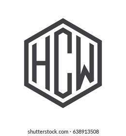 three-letter initials hexagon logo black
