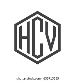three-letter initials hexagon logo black