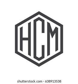 three-letter initials hexagon logo black