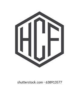 three-letter initials hexagon logo black
