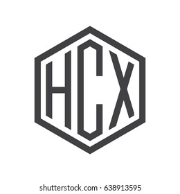 three-letter initials hexagon logo black