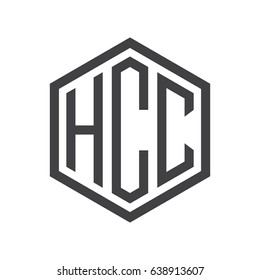 three-letter initials hexagon logo black