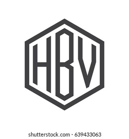 three-letter initials hexagon logo black