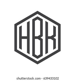 three-letter initials hexagon logo black