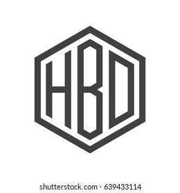 three-letter initials hexagon logo black