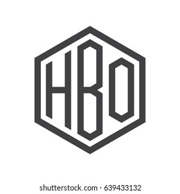 three-letter initials hexagon logo black
