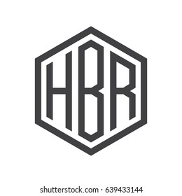 three-letter initials hexagon logo black