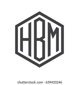 three-letter initials hexagon logo black