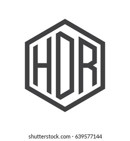 three-letter initials hexagon logo black