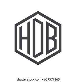 three-letter initials hexagon logo black