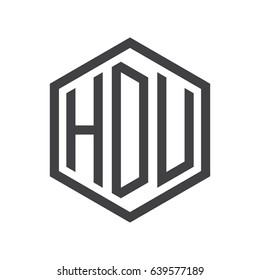 three-letter initials hexagon logo black