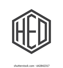 three-letter initials hexagon logo black