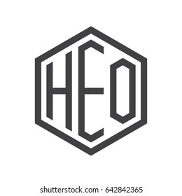 three-letter initials hexagon logo black