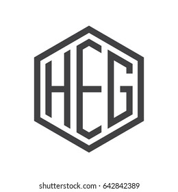 three-letter initials hexagon logo black