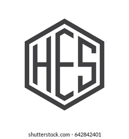 three-letter initials hexagon logo black