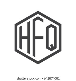 three-letter initials hexagon logo black