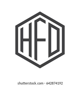 three-letter initials hexagon logo black