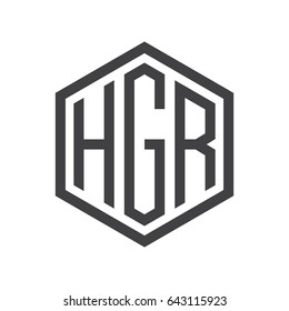 three-letter initials hexagon logo black