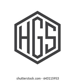 three-letter initials hexagon logo black