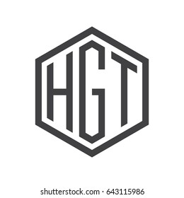 three-letter initials hexagon logo black