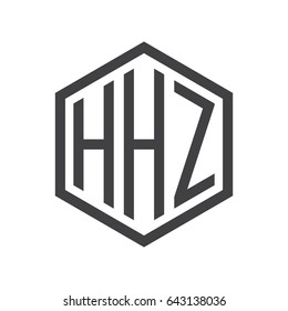 three-letter initials hexagon logo black