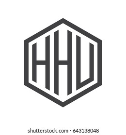 three-letter initials hexagon logo black