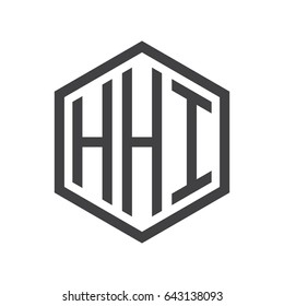 three-letter initials hexagon logo black