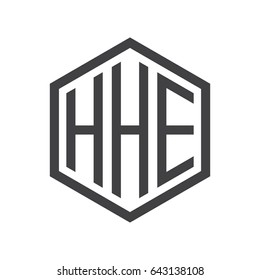 three-letter initials hexagon logo black