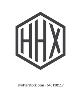 three-letter initials hexagon logo black