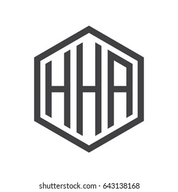 three-letter initials hexagon logo black