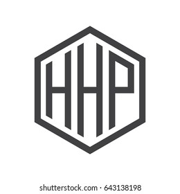 three-letter initials hexagon logo black
