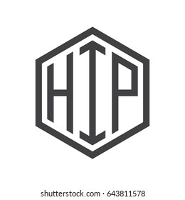 three-letter initials hexagon logo black