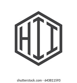 three-letter initials hexagon logo black