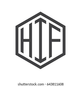 three-letter initials hexagon logo black