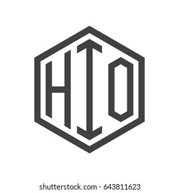 three-letter initials hexagon logo black