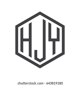 three-letter initials hexagon logo black