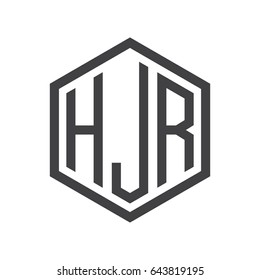 three-letter initials hexagon logo black