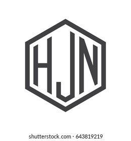 three-letter initials hexagon logo black