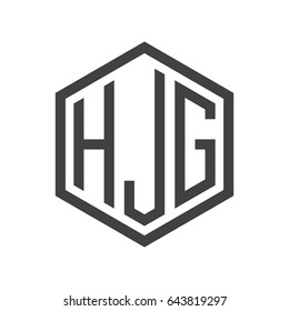 three-letter initials hexagon logo black