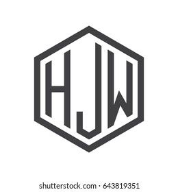 three-letter initials hexagon logo black