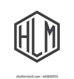 three-letter initials hexagon logo black