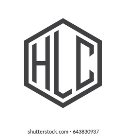 three-letter initials hexagon logo black