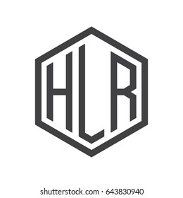 three-letter initials hexagon logo black