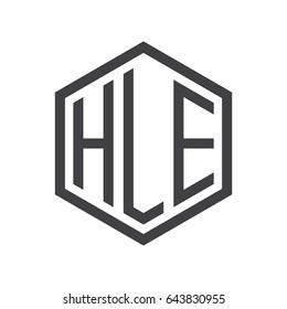three-letter initials hexagon logo black