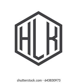 three-letter initials hexagon logo black