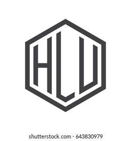 three-letter initials hexagon logo black