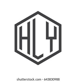 three-letter initials hexagon logo black