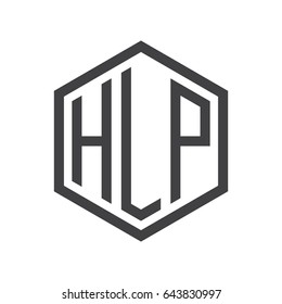three-letter initials hexagon logo black