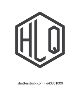 three-letter initials hexagon logo black